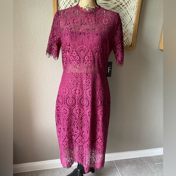 Lulus sheer lace midi dress - Picture 3 of 6